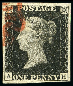 Stamp of Great Britain » 1840 1d Black and 1d Red plates 1a to 11 1840 1d Black pl.1b AH with INVERTED WATERMARK used