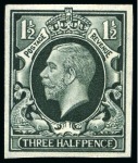 1934-36 Photogravure 1 1/2d imperforate colour trials set of four in scarlet, red-brown, ultramarine and deep grey-green