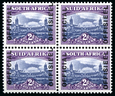 Stamp of South Africa » Union & Republic of South Africa OFFICIALS: 1944-50 2d blue and violet with ovpt type O6 mint nh block of 4
