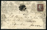 1841 (Jun 10) 1d Mulready lettersheet sent from Bruton (Somerset) to Totnes uprated with 1841 1d red pl.1b GA