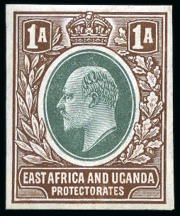 Stamp of Kenya, Uganda and Tanganyika » Kenya, Uganda and Tanganyika 1907 1a Colour trials group of six, imperforate on chalk-surfaced wmk MCA paper