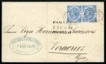 1878 (Dec 2) Wrapper from Guayaquil to Mexico bearing two 1867 2s pale blue tied by "C41" numerals