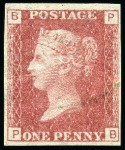 1864-79 1d Rose-Red pl.121 PB imperforate printed on Dr. Perkins "Security" paper, mint part og