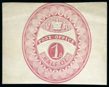 Stamp of Great Britain » 1839 Treasury Competition 1839 1d Charles Whiting "Treasury Essay", embossed oval postage stamp essay in red