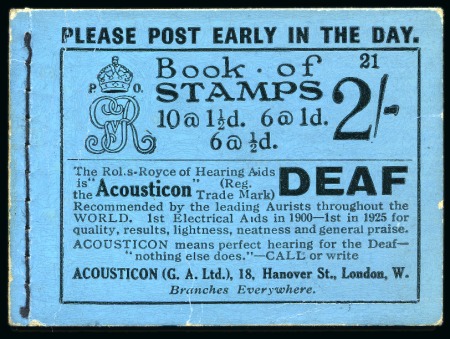 1924 2s Booklet, edition 21, with each pane cancelled by a "London Chief Office" handstamp (Type J) in violet