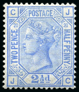 1873-80 2 1/2d Blue pl.20 JC mint og
