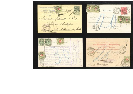 Stamp of Belgium » Collections 1897-1909 Four taxed postcards to Switzerland showing