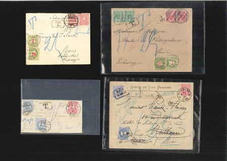 1879-99, Eight insufficiently franked items addressed to Switzerland