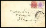 1900 (Feb 1) Envelope with "COLENSO 1 FEB 00" violet straightline cancel tying Transvaal 1d and Orange Free State 1d