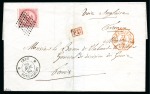 1865 80c Aigle obl. losange sur lettre de Pondichéry