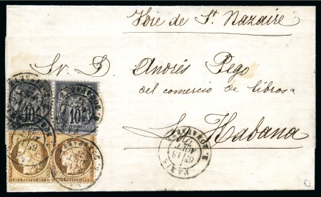 Stamp of France CUBA : Deux lettres sur page d'exposition dont Tarif