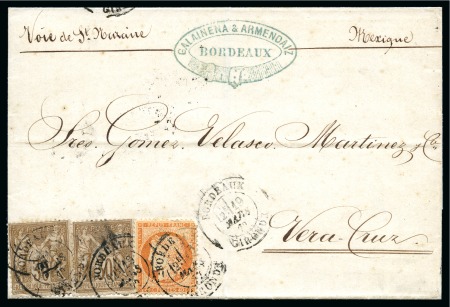 Stamp of France MEXIQUE : Deux lettres sur page d'exposition dont Tarif