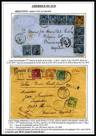 Stamp of France ARGENTINE : Six lettres avec Type SAGE sur page d'exposition
