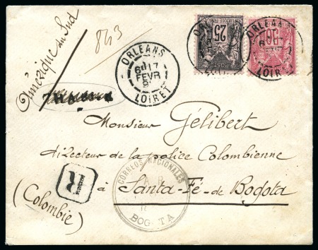 Stamp of France COLOMBIE : Deux lettres avec Type SAGE sur page d'exposition