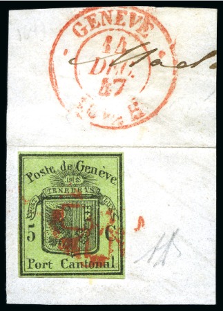 Stamp of Switzerland / Schweiz » Kantonalmarken » Genf Grosser Adler mit roter Genfer Rosette AW Nr. 2 entwertet