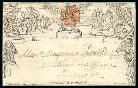 Stamp of Great Britain » 1840 Mulreadys & Caricatures 1840 (May 13) 1d Mulready lettersheet sent within London,  fine "May date"