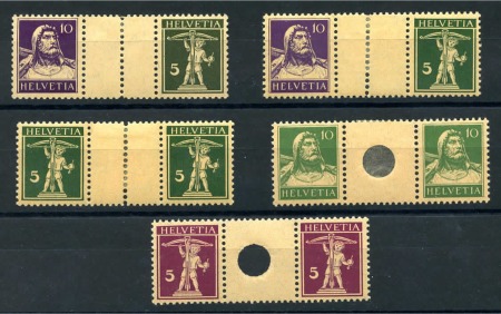 Stamp of Switzerland / Schweiz » Sammlungen Zusammenhängende Wertstufen mit Zwischensteg: Kl.