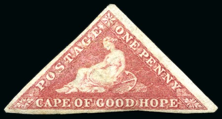 1855-63, Small group of 3 Triangulars incl. 1d deep rose-red small part og