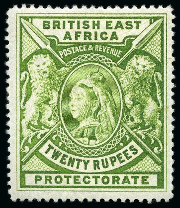 Stamp of Kenya, Uganda and Tanganyika » British East Africa 1897-1903 Issue group incl. 1R to 20R mint og, plus extra 20R and SPECIMEN set to 50R