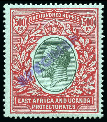 Stamp of Kenya, Uganda and Tanganyika » Kenya, Uganda and Tanganyika 1912-21  Wmk Multi Crown 500R green & red on green with SPECIMEN violet handstamp (type K3), mint nh