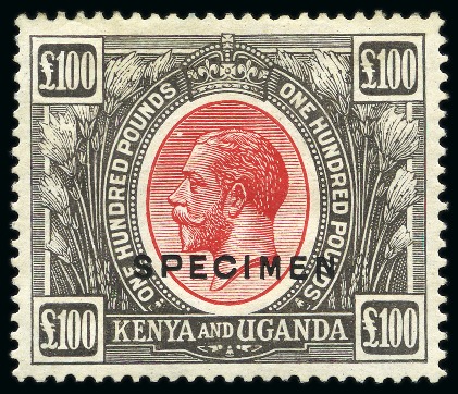 Stamp of Kenya, Uganda and Tanganyika » Kenya, Uganda and Tanganyika 1922-27 £100 Red & Black with SPECIMEN overprint