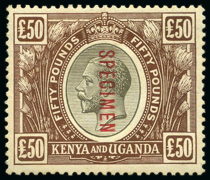 Stamp of Kenya, Uganda and Tanganyika » Kenya, Uganda and Tanganyika 1922-27 £50 Black & Brown with SPECIMEN overprint