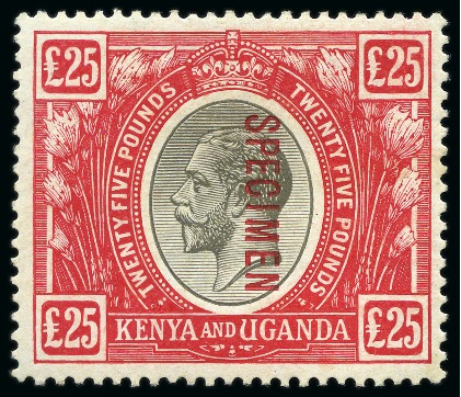 Stamp of Kenya, Uganda and Tanganyika » Kenya, Uganda and Tanganyika 1922-27 £25 Black & Red with SPECIMEN overprint
