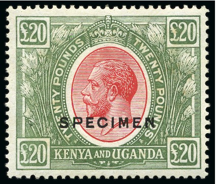 Stamp of Kenya, Uganda and Tanganyika » Kenya, Uganda and Tanganyika 1922-27 £20 Red & Green with SPECIMEN overprint
