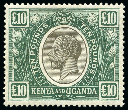 Stamp of Kenya, Uganda and Tanganyika » Kenya, Uganda and Tanganyika 1922-27 £10 Black & Green mint part og,very fine and very rare stamp