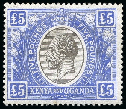 Stamp of Kenya, Uganda and Tanganyika » Kenya, Uganda and Tanganyika 1922-27 £5 Black & Blue mint og