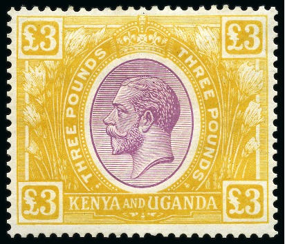 Stamp of Kenya, Uganda and Tanganyika » Kenya, Uganda and Tanganyika 1922-27 £3 Purple & Yellow mint og, toned gum, fine