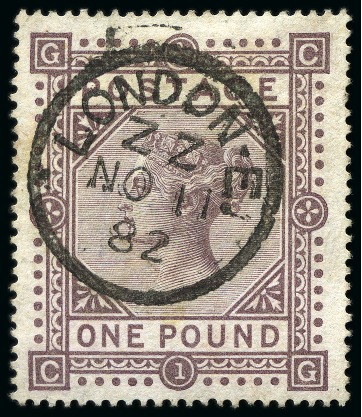 1867-83 Wmk MC £1 brown-lilac CG, neat London cds