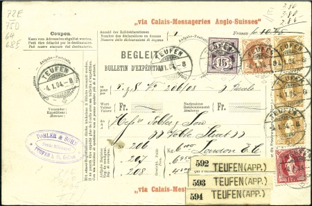 Stamp of Switzerland / Schweiz » Stehende Helvetia 1900-03 3Fr hellbraun, gezähnt 11 1/2:12