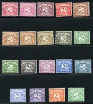 1914 2d Postage due set of 19 colour trials