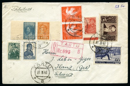 Stamp of Large Lots and Collections 1923-2009, BALTICS: Group of covers/stationery/postcards (50) from Estonia, Latvia and Lithuania