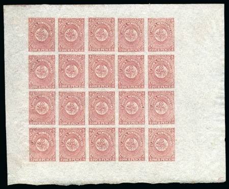 1862-64 4d Rose-Lake mint og complete sheet of 20 with full margins