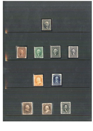 Stamp of United States » Collections 1847-1900, Over 200 proofs of 19th century postage issues as well as officials, revenues and other back of the book