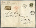 BOLIVIE : Rare lettre sur page d'exposition avec 1F