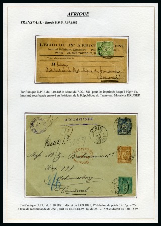 Stamp of France TRANSVAAL : Deux lettres avec Type Sage dont bande-journal