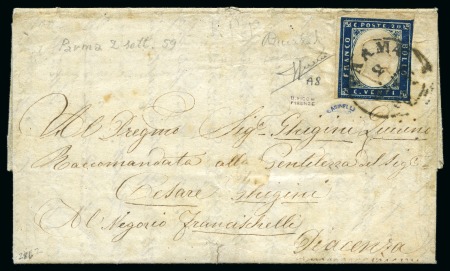 Stamp of Italian States » Sardinia 1855-62 Sardinia group of eight items incl. Sardinia used in Parma, Postal Forgery, etc.