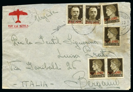 Stamp of Italy » Italian Occupations WWII » Ionian Islands 1941 10c brown(5) and two 30c brown tied by ARGOSTOLION