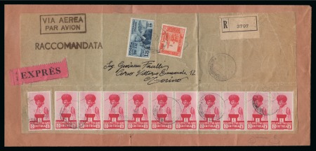 Stamp of Italy » Italian Occupation of Ethiopia 1937 Flight Addis Abeba-Asmara-Rome cover showing three-country franking