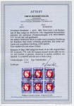 25B Indigo and red in horizontal block of six cancelled