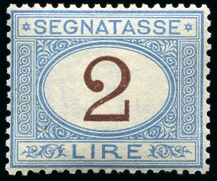 Stamp of Italy 1870 Postage Due 2L blue and maroon unmounted mint