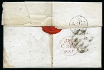Stamp of Persia » Postal History 1837 (31.5) Folded disinfected entire from Sir Henry Lindsay Bethune in Tabreez