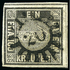 1849 1Kr Grey-black, plate II, used with central "20"