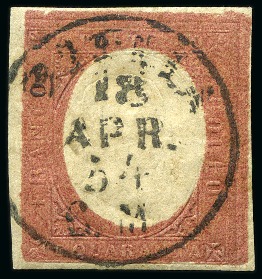 Stamp of Italian States » Sardinia 1854 40c Brown-red, good margins all around, neatly
