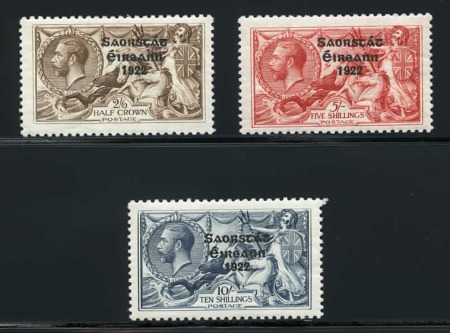 Stamp of Ireland » 1925 Narrow Date Overprints (T66-T68) 1925 Narrow Date 2s6d to 10s complete mint n.h. set of three, fresh, fine