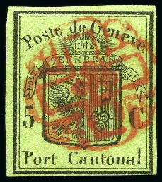 Stamp of Switzerland / Schweiz » Kantonalmarken » Genf Grosser Adler (41. Marke aus dem 100er Bogen) mit Genfer