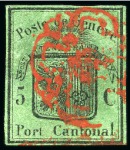 Stamp of Switzerland / Schweiz » Kantonalmarken » Genf Grosser Adler dunkelgrün, farbintensiv und mit roter